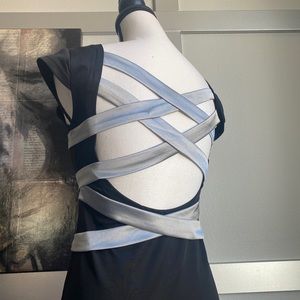 Black and Silver Above the Knee Bodycon Dress